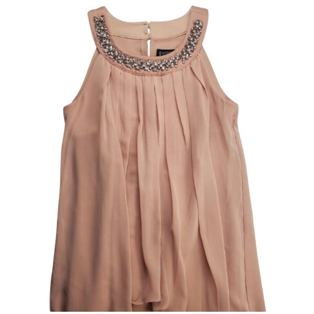 Enfocus Women 20W Pink Mauve Jeweled Halter Layered Chiffon Cocktail Dress RN